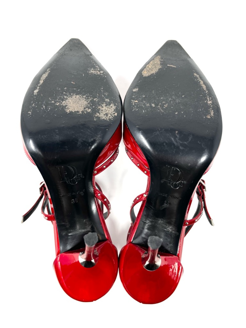 Vintage Christian Dior Galliano Y2K Red Patent Silver Bondage High Heels 39 9 - Picture 8 of 11